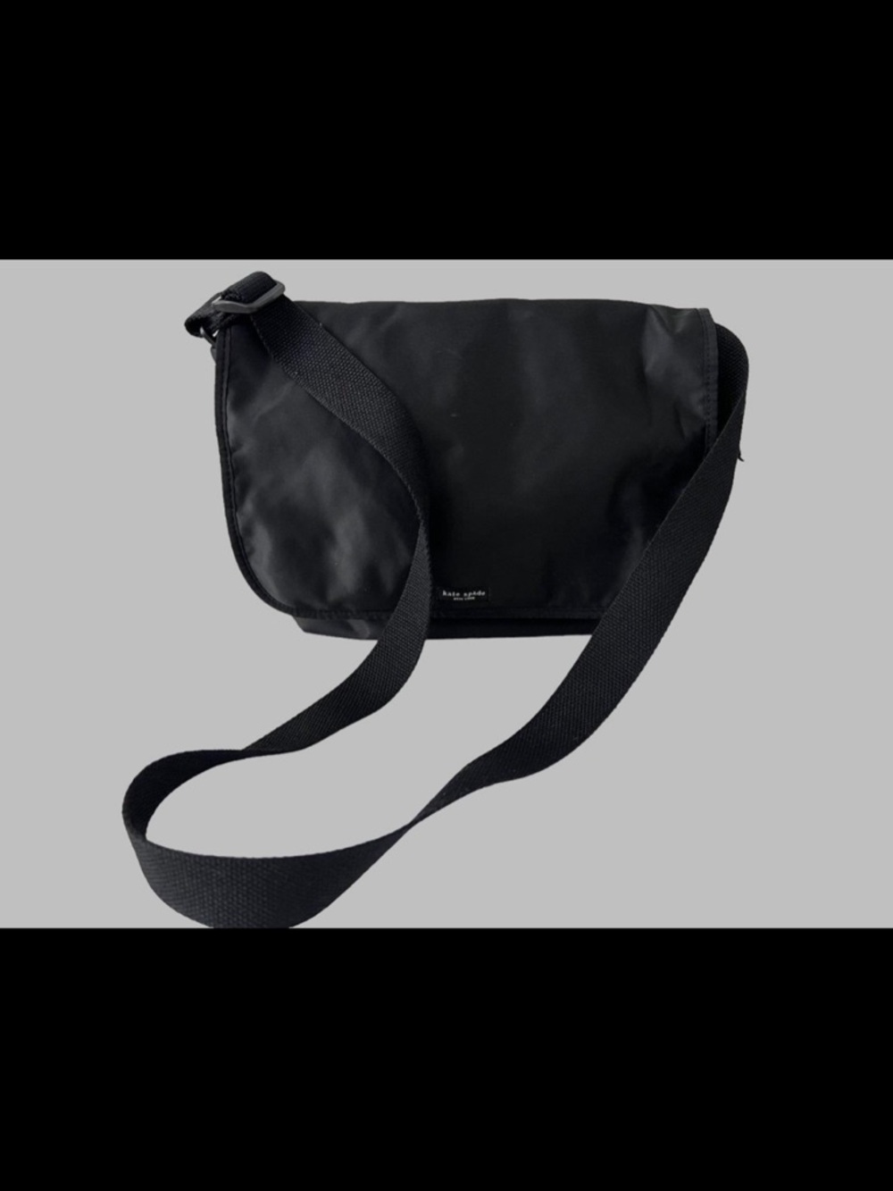Kate Spade New York Black Nylon Flap Tote Bag | 11"×10"×5" | Crossbody Strap - Picture 2 of 3